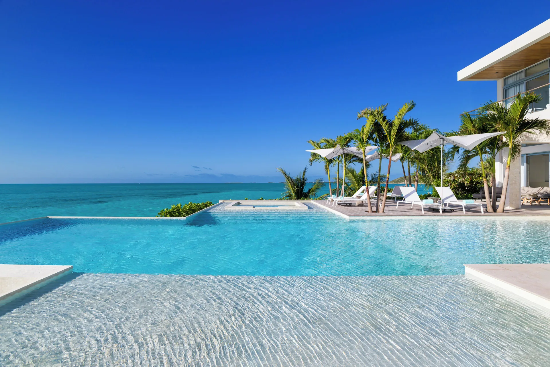 Infinity pool and ocean view at Wymara Resort and Villas.