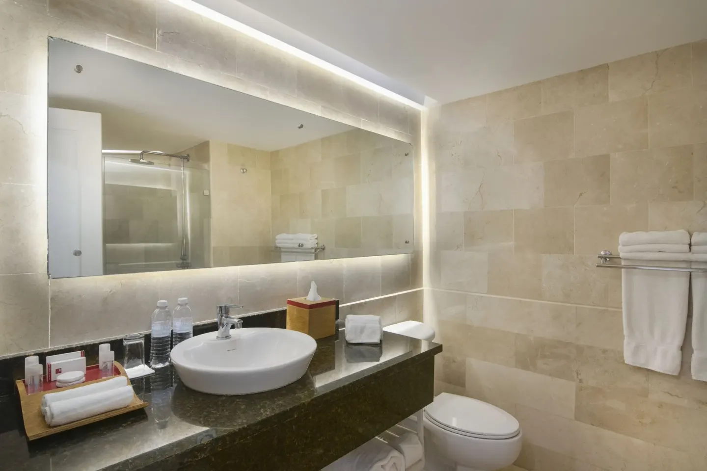 Club Room Ocean View bathroom vanity at Wyndham Alltra Samana Resort.