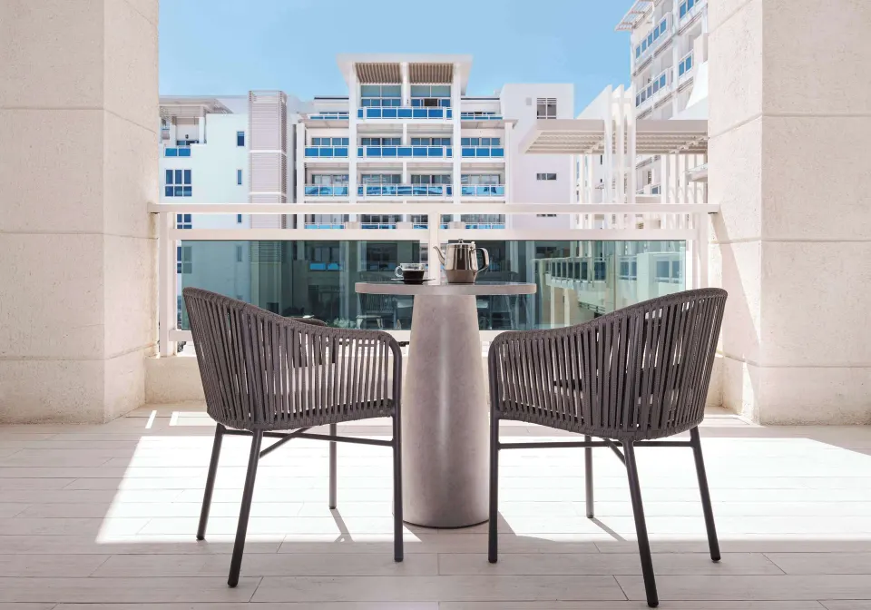 Accessible Resort View room balcony seating at Wyndham Grand Barbados Sam Lords Castle.