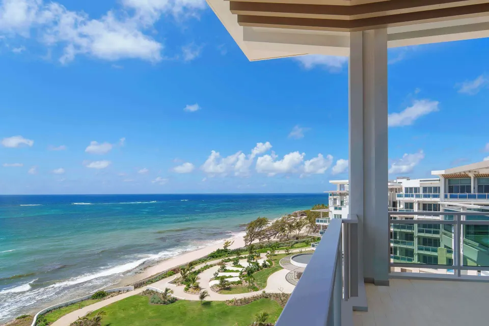 Balcony ocean view from a suite at Wyndham Grand Barbados Sam Lords Castle.