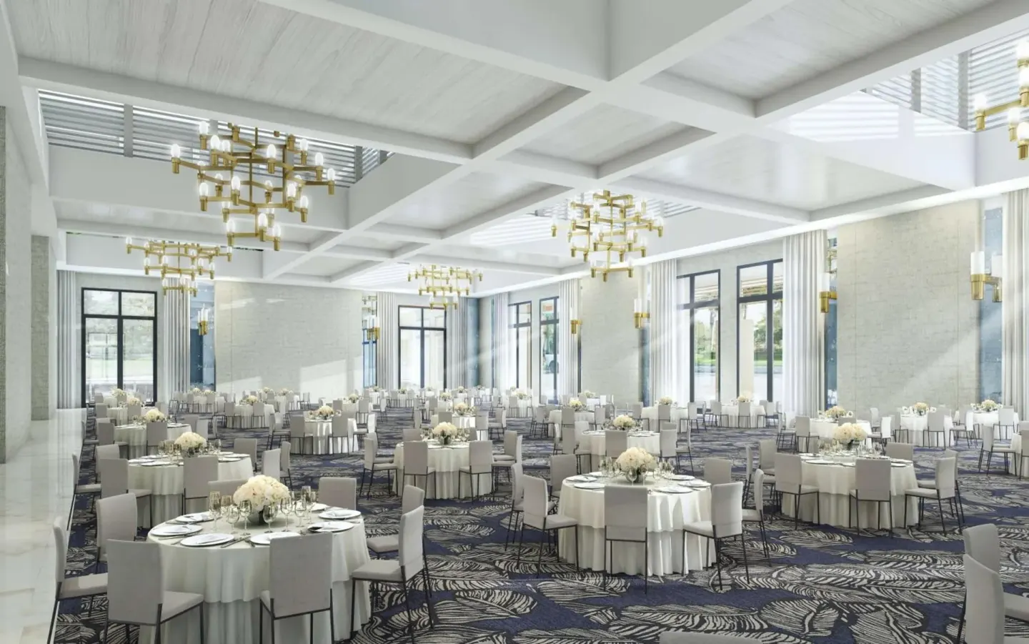 Ballroom set for a banquet at Wyndham Grand Barbados Sam Lords Castle.