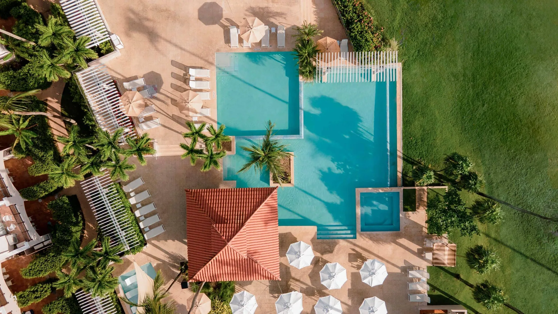 Aerial view of the pool deck at Wyndham Palmas Beach and Golf Boutique Resort.