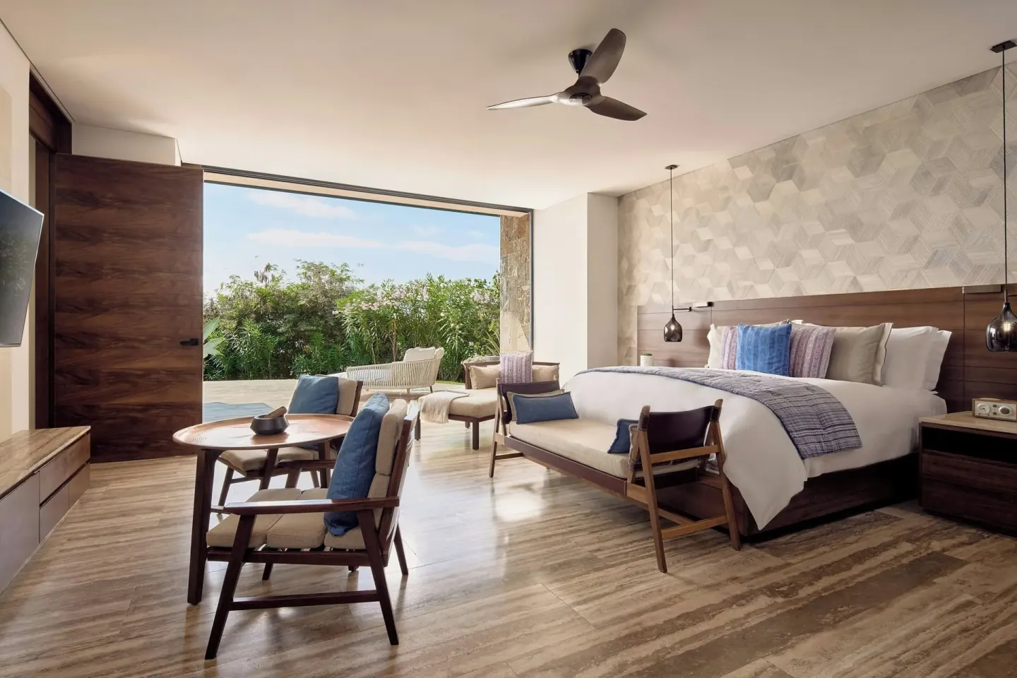 King bed guest room with garden terrace at Zadún, a Ritz-Carlton Reserve, Los Cabos.