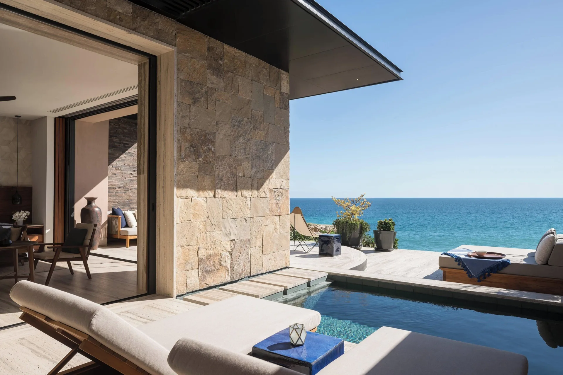 Cortés Oceanview Family Suite ocean view terrace with plunge pool at Zadún, a Ritz-Carlton Reserve, Los Cabos.