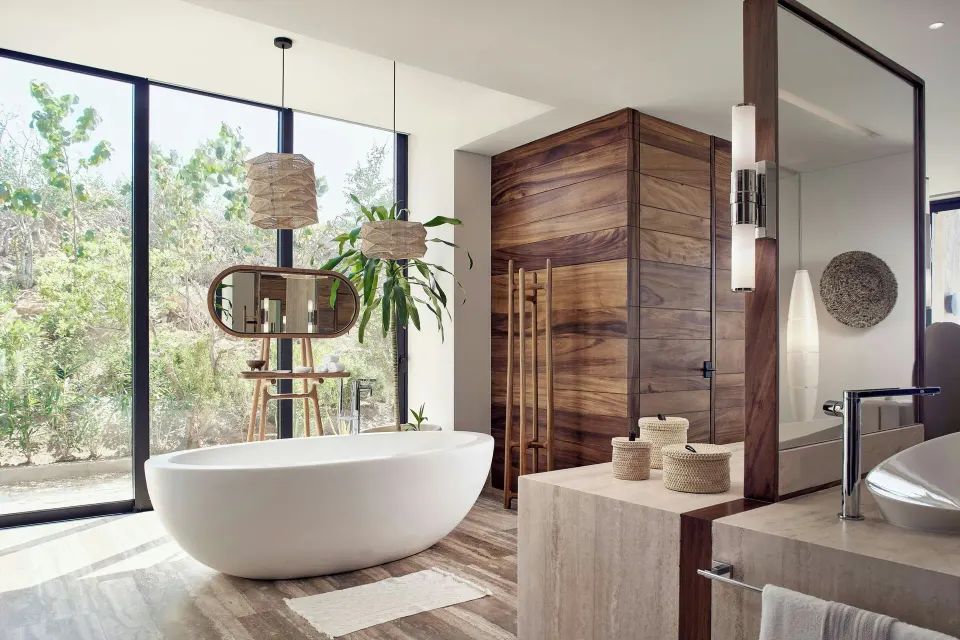 Grand Reserve Villa bathroom with soaking tub at Zadún, a Ritz-Carlton Reserve, Los Cabos.